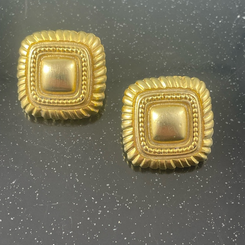 Elegant Gold-Tone Square Earrings